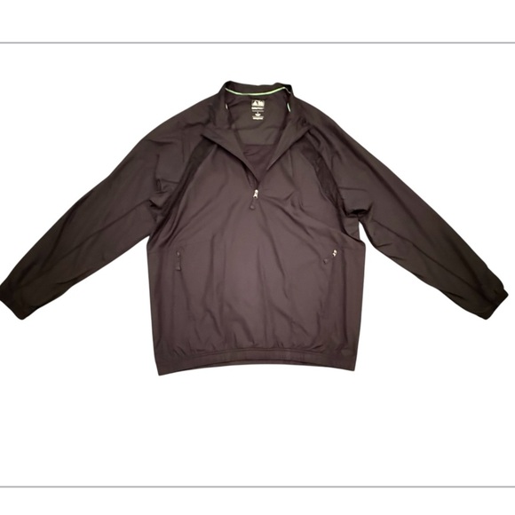 adidas Black/White Collared Golf Quarter Zip Windbreaker Jacket Size Large - Picture 1 of 9
